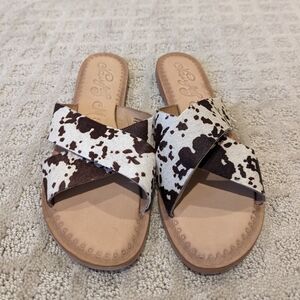 Naughty Monkey Cow Print Strappy Sandals, Size 8